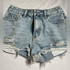 SHEIN distressed denim shorts